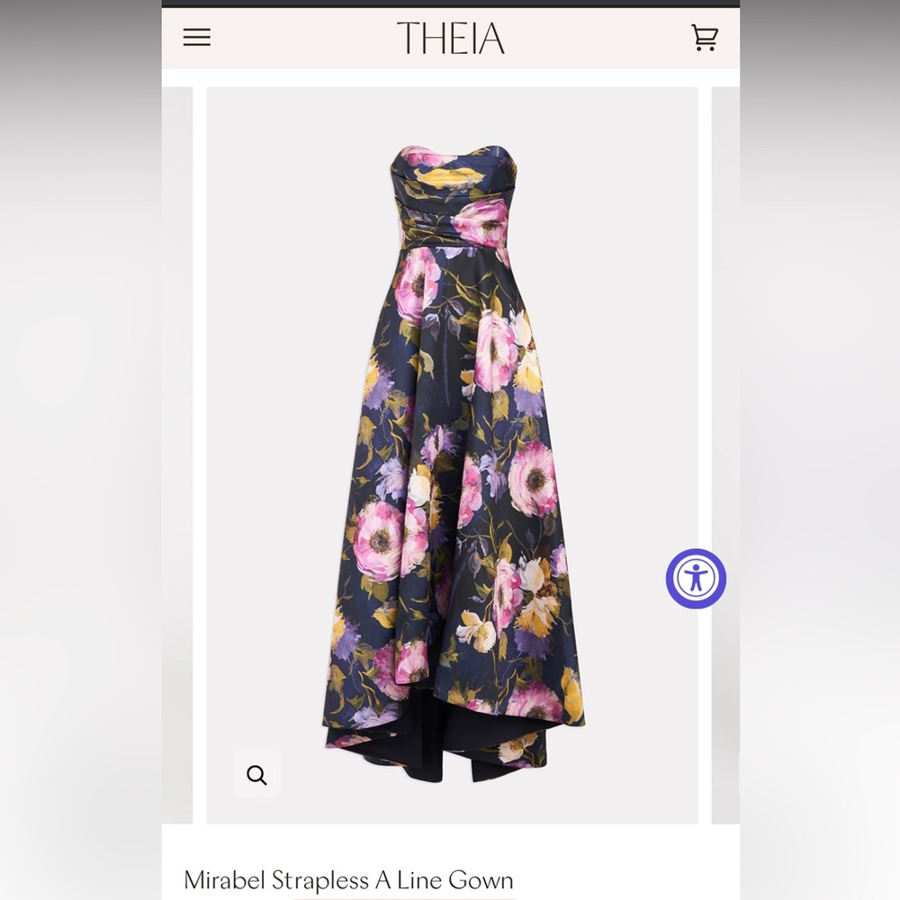 Theia Mirabel Strapless Floral High-Low Gown - Altered to fit Approx Size 12